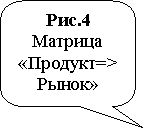 Скругленная прямоугольная выноска: Рис.4 Матрица «Про-дукт=>Рынок» 